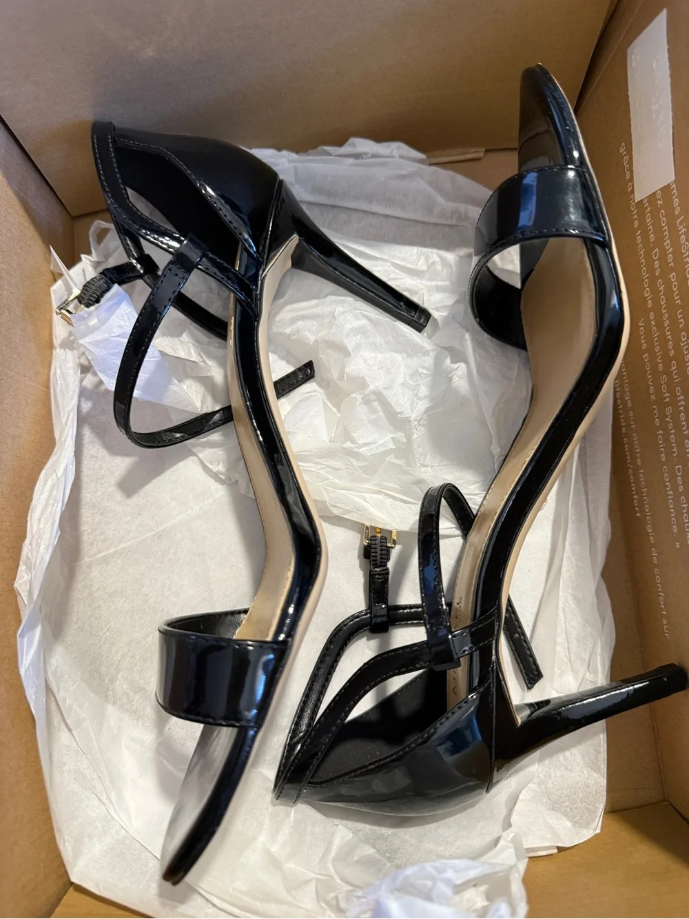 Michael Kors Black Patent Leather Ankle-Strap Heels, size 8M